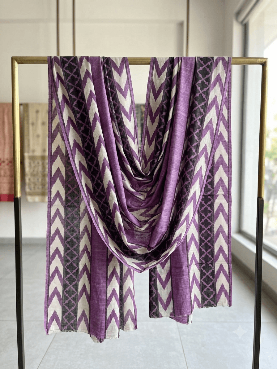 Elegant Purple Lawn Dupatta Printed