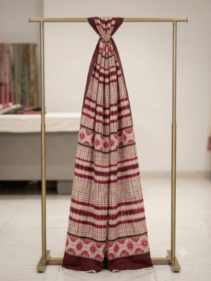 Beige & Red Printed Lawn Dupatta