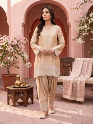 trusser silk embrodered skin 2 piece suit stiched