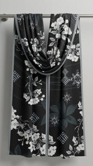 Premium Black & Gray Printed Lawn Dupatta