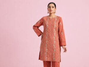 Lawn Orange Embroidered 2 Piece Suit - Unstitched