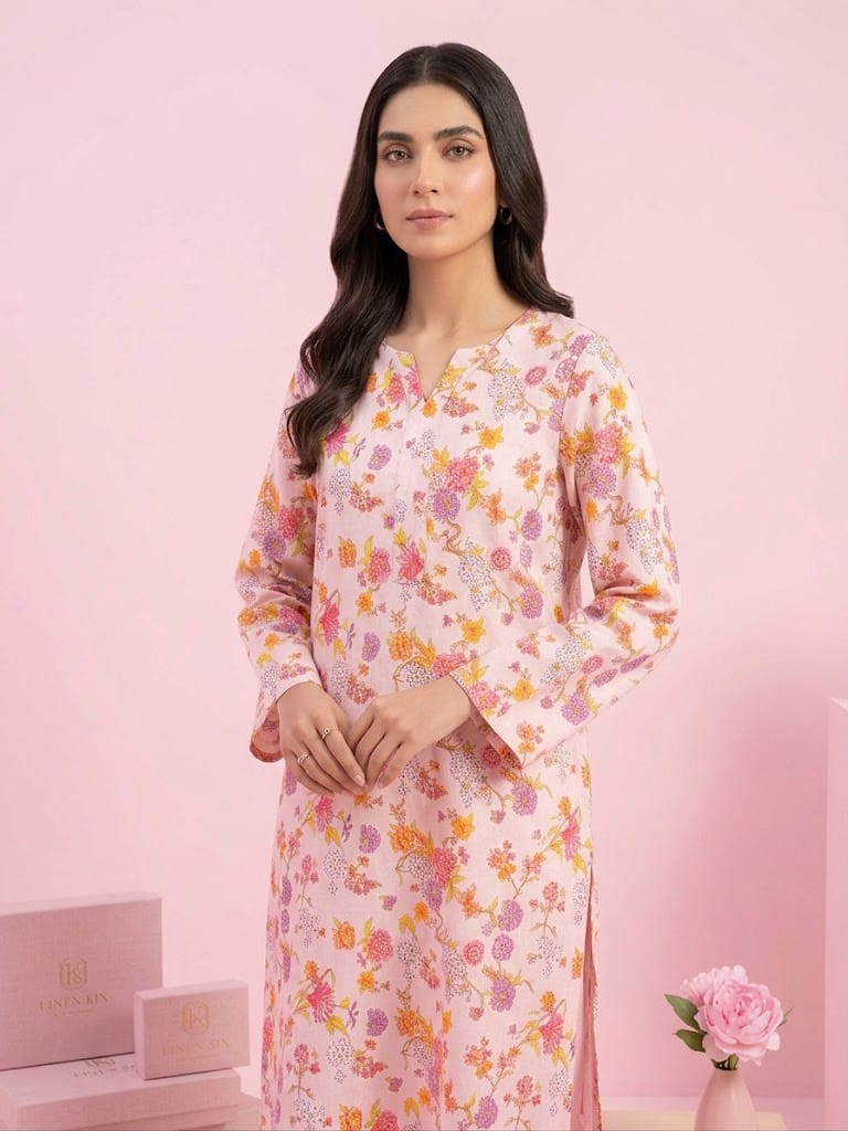 Pink Gardenia – Unstitched 2-Piece Printed Hairing Bone Suit - Image 3