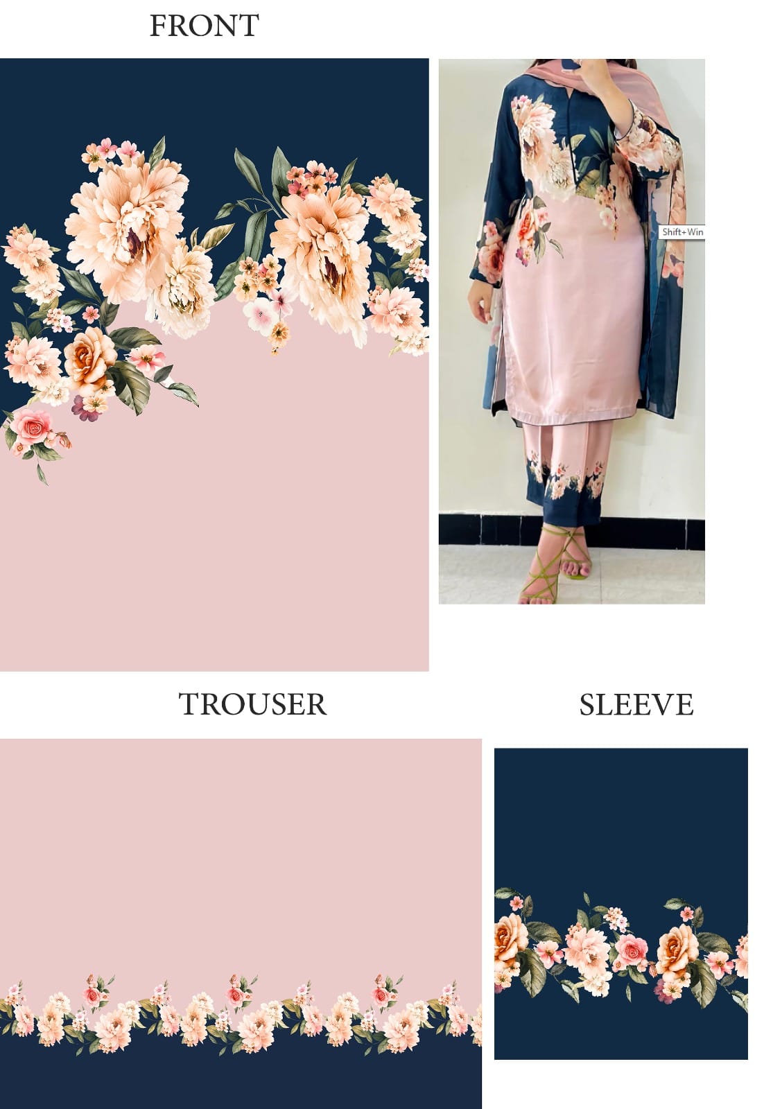 Midnight Peony – Viscose 3-Piece Unstitched Suit with Apple Silk Dupatta